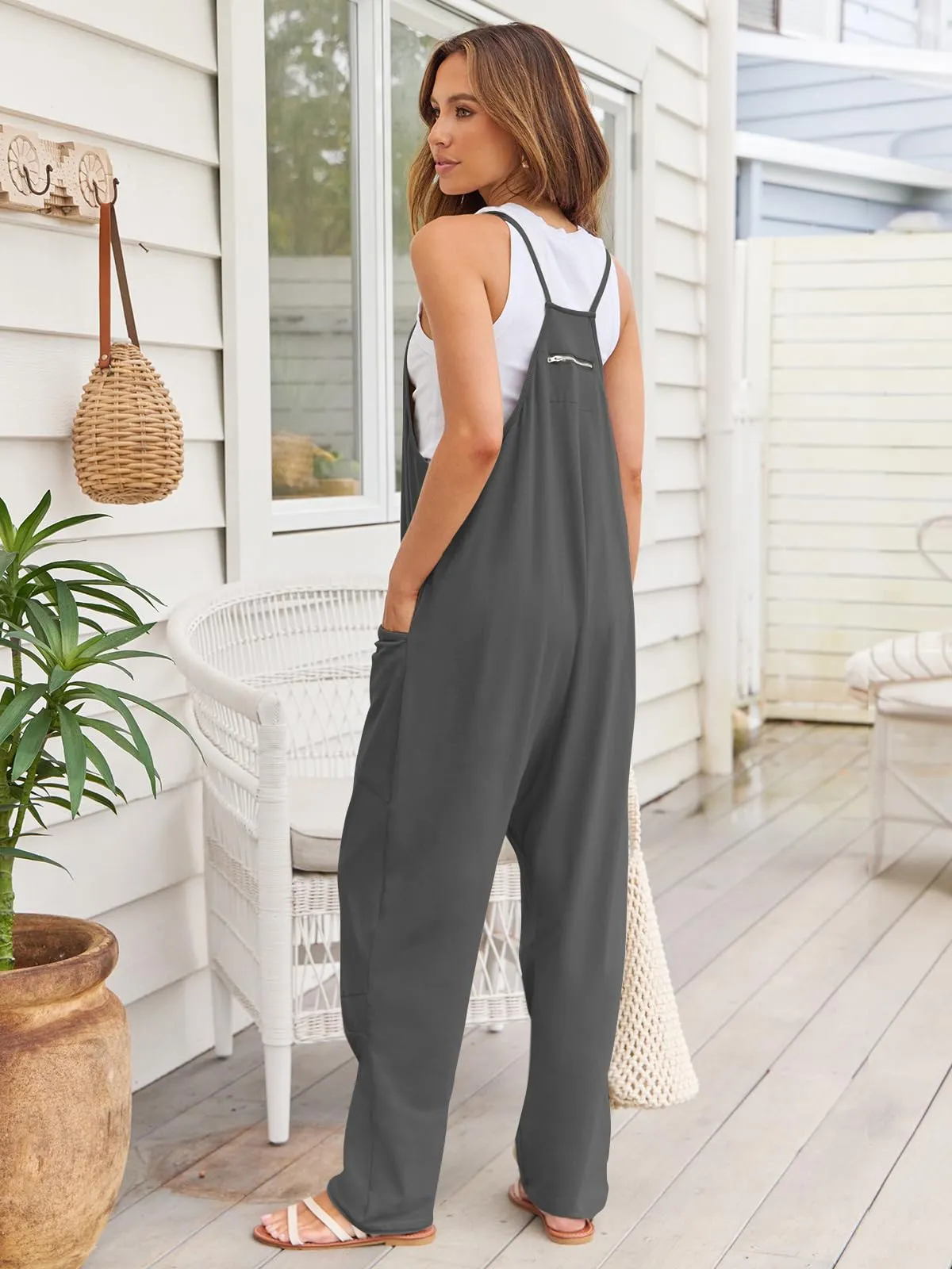 V-Neck Spaghetti Strap Jumpsuit sold by Charming Charlie product image thumbnail 4