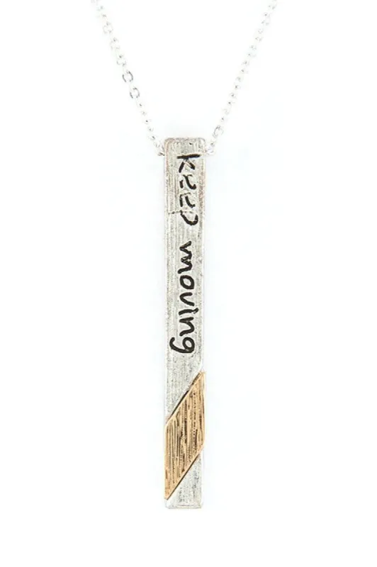 Keep Moving Metal Bar Pendant Necklace Set sold by Charming Charlie