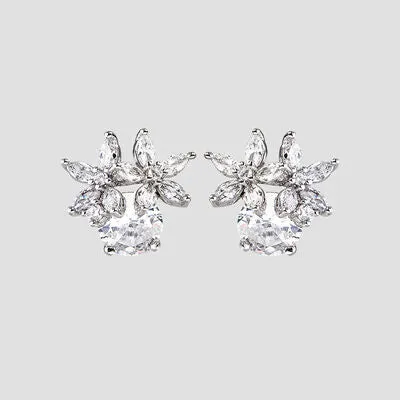 Zircon 925 Sterling Silver Flower Stud Earrings sold by Charming Charlie product image thumbnail 2