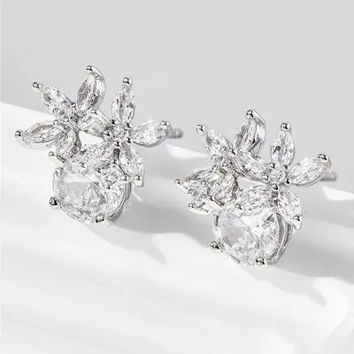 Zircon 925 Sterling Silver Flower Stud Earrings sold by Charming Charlie product image thumbnail 4