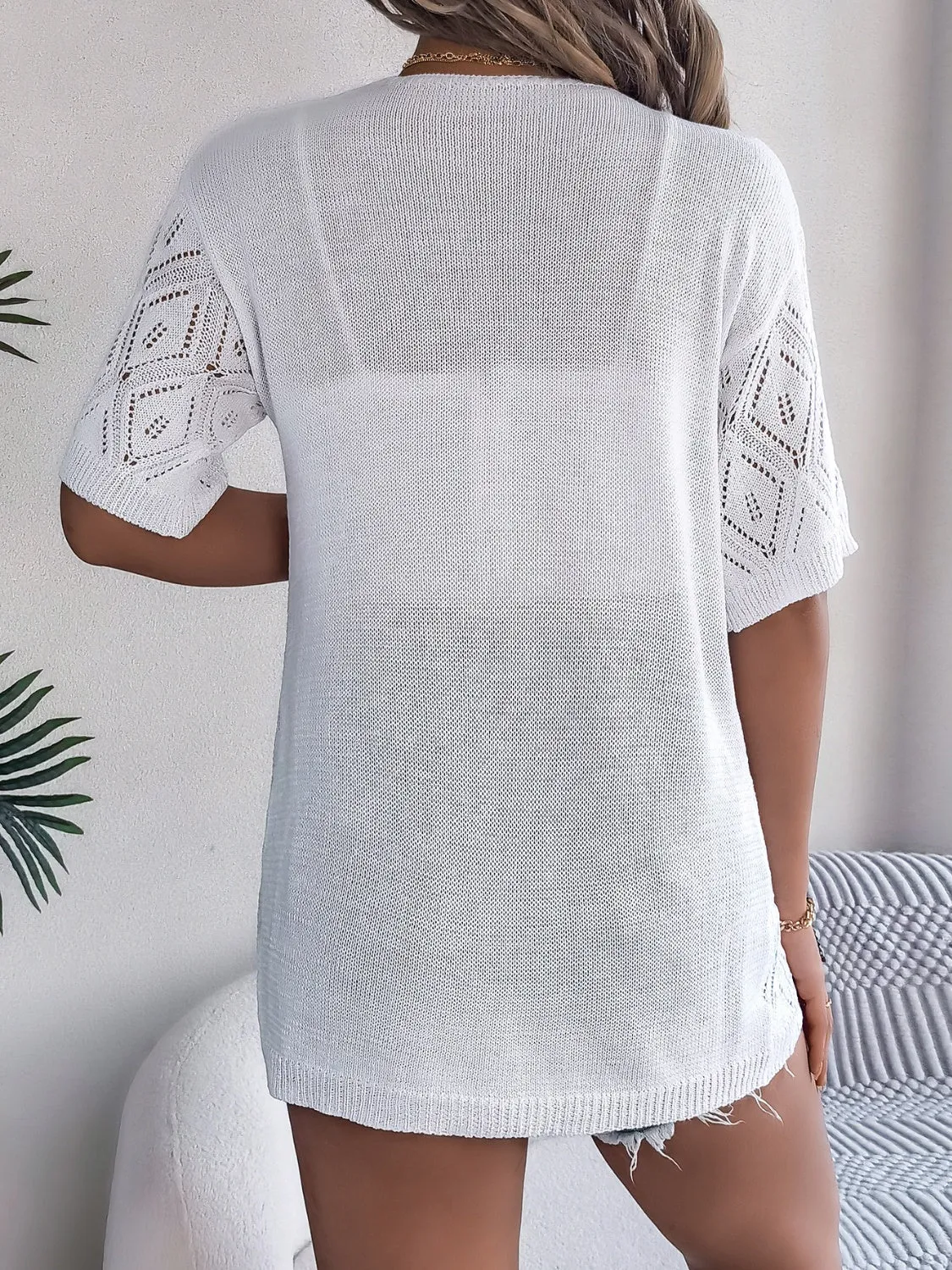 Openwork Open Front Half Sleeve Cardigan sold by Charming Charlie product image thumbnail 2