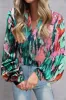 Printed V-Neck Long Sleeve Blouse sold by Charming Charlie