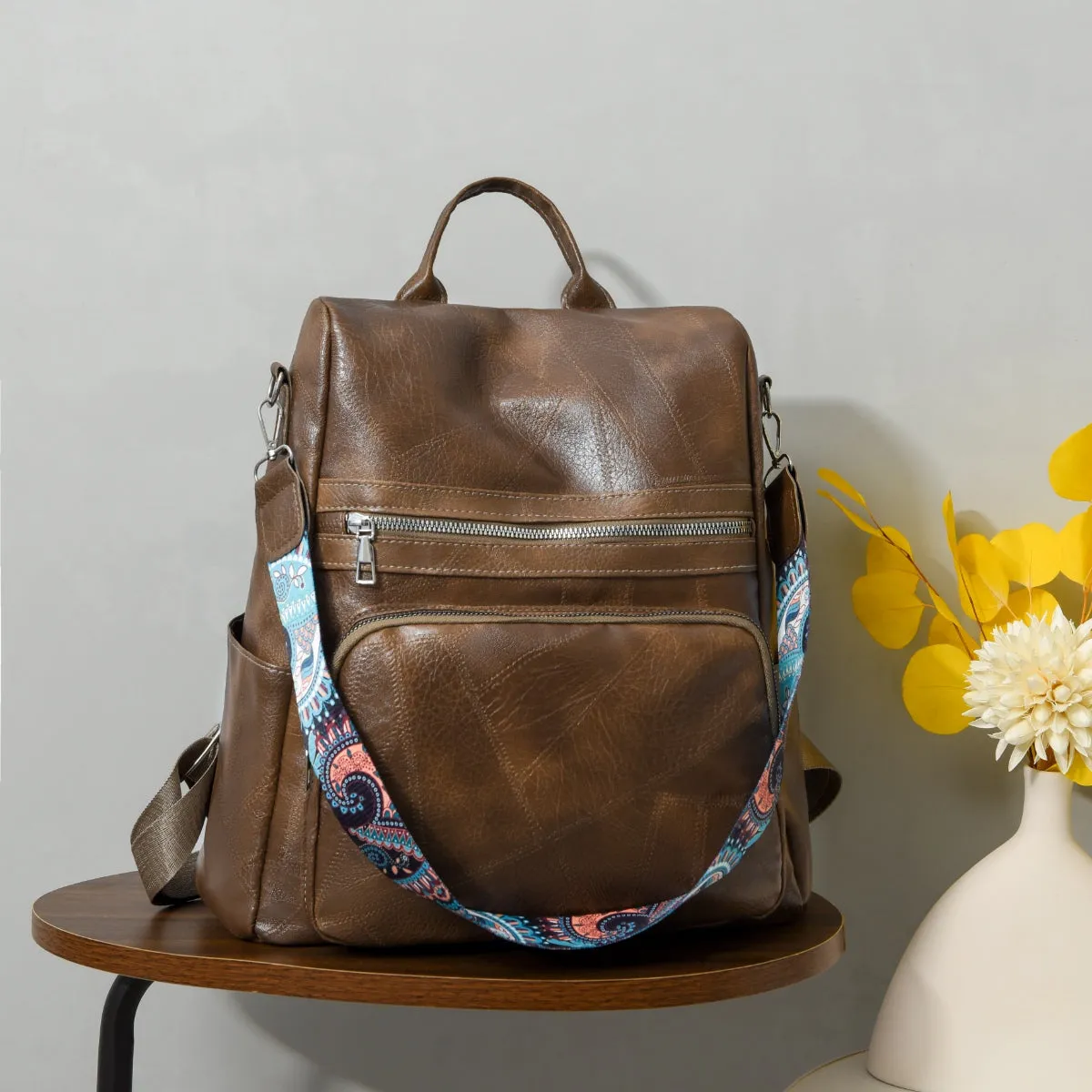 PU Leather Adjustable Strap Backpack Bag sold by Charming Charlie product image thumbnail 4