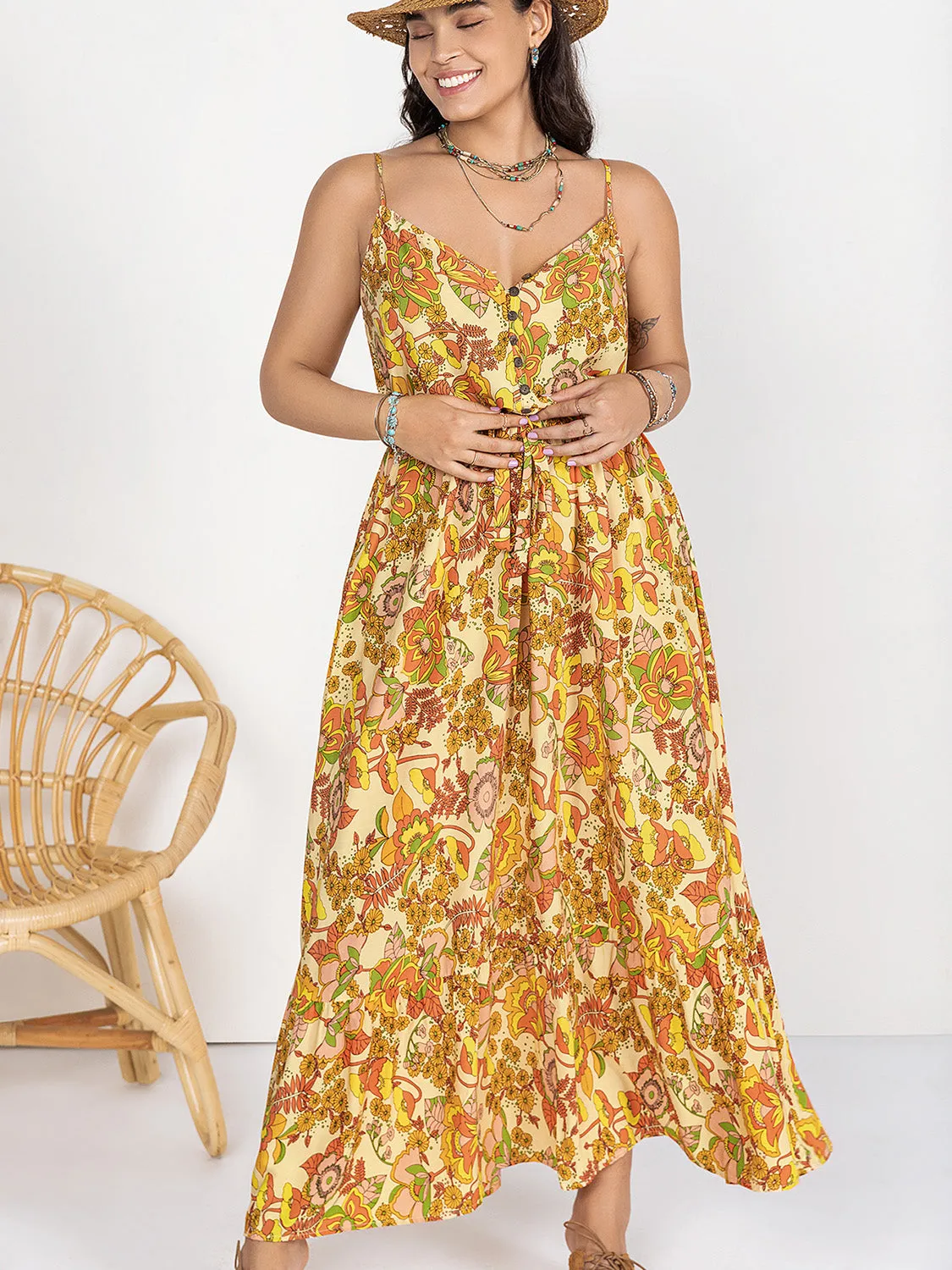 Plus Size Printed V-Neck Maxi Cami Dress sold by Charming Charlie product image thumbnail 5