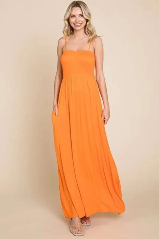 Culture Code Full Size Smocked Cami Maxi Dress with Pockets sold by Charming Charlie