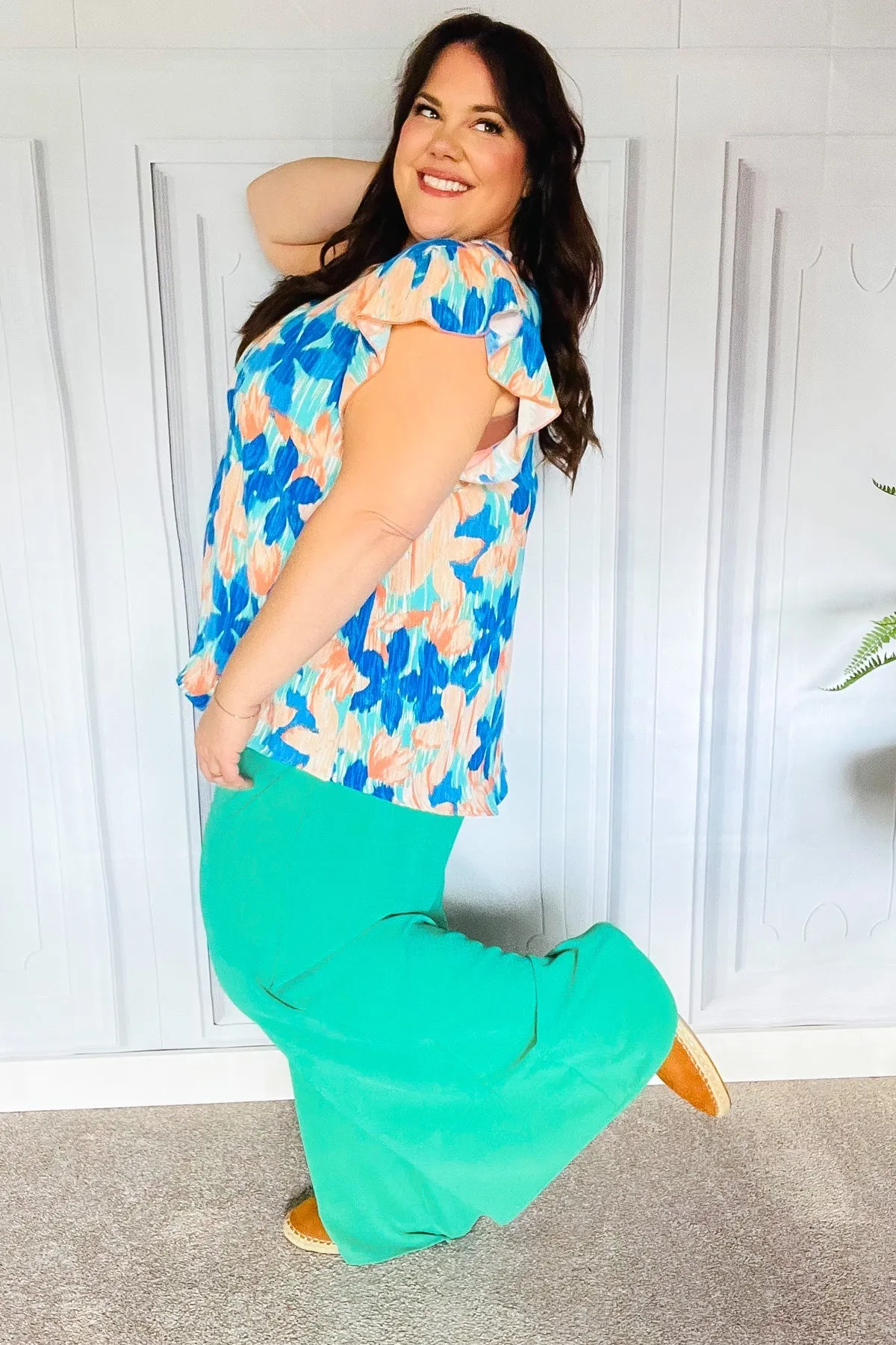 Just Dreaming Emerald Smocked Waist Palazzo Pants sold by Charming Charlie product image thumbnail 5