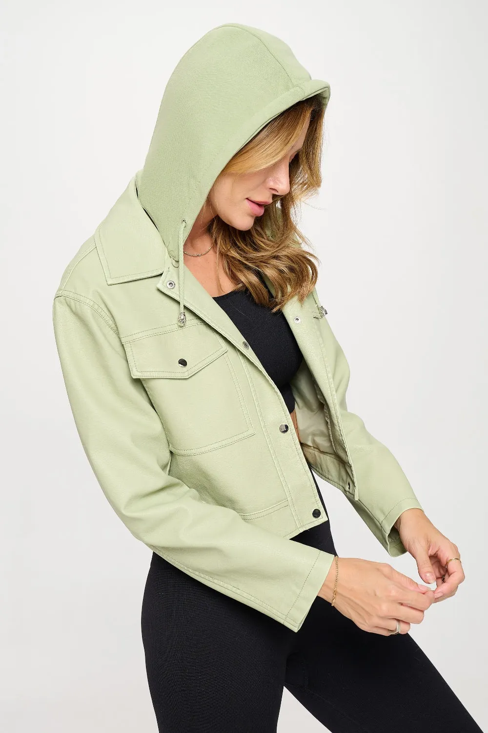 Coalition LA Snap Down Cropped Hooded Jacket sold by Charming Charlie product image thumbnail 3