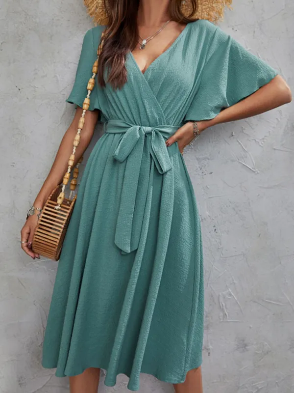 Surplice Flutter Sleeve Midi Dress sold by Charming Charlie