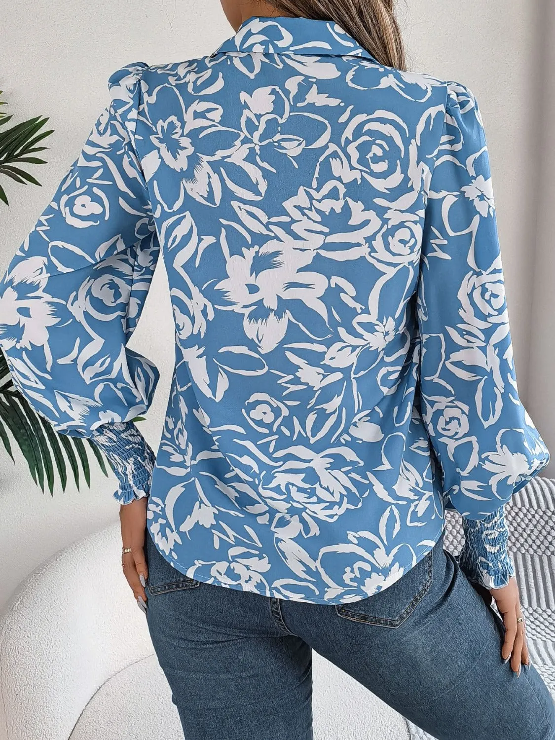 Printed Collared Neck Lantern Sleeve Shirt sold by Charming Charlie product image thumbnail 2