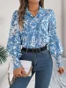 Printed Collared Neck Lantern Sleeve Shirt sold by Charming Charlie