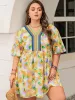 Plus Size Printed V-Neck Half Sleeve Mini Dress sold by Charming Charlie