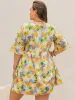 Plus Size Printed V-Neck Half Sleeve Mini Dress sold by Charming Charlie
