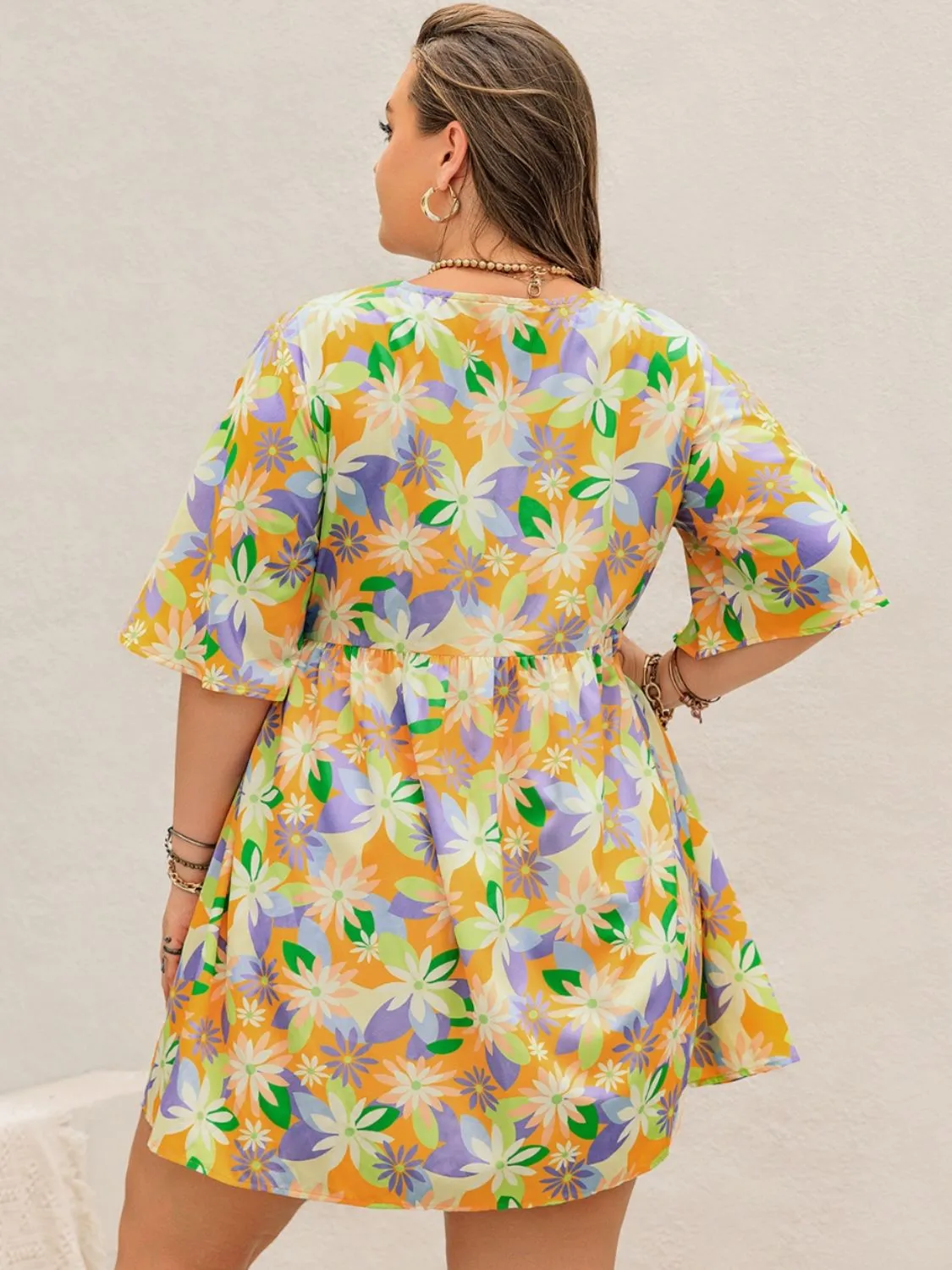 Plus Size Printed V-Neck Half Sleeve Mini Dress sold by Charming Charlie product image thumbnail 2