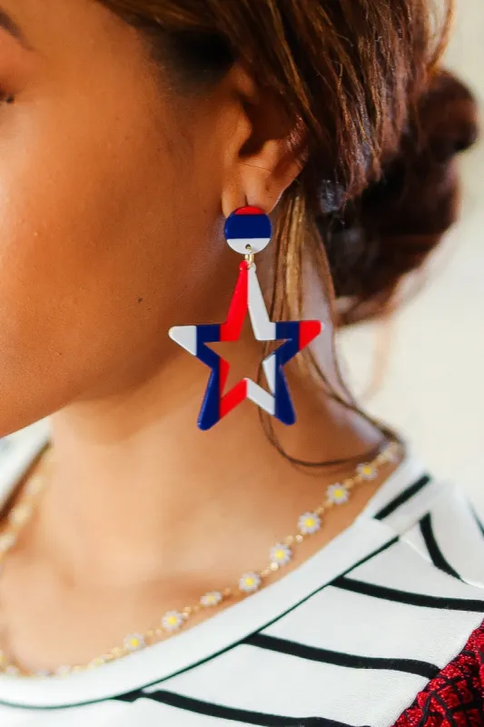 Americana Holiday Star Dangle Earrings sold by Charming Charlie