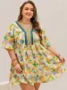 Plus Size Printed V-Neck Half Sleeve Mini Dress sold by Charming Charlie