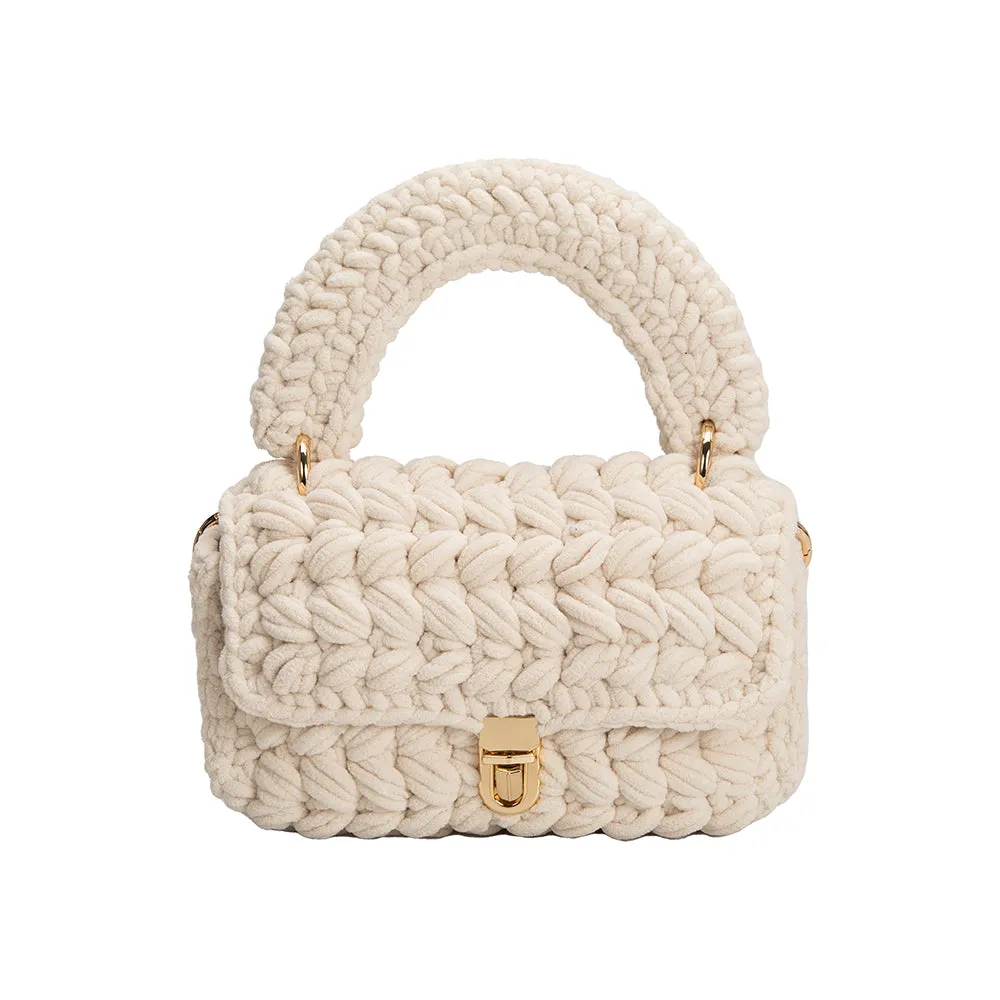 Avery Chenille Ivory Crossbody Bag sold by Charming Charlie