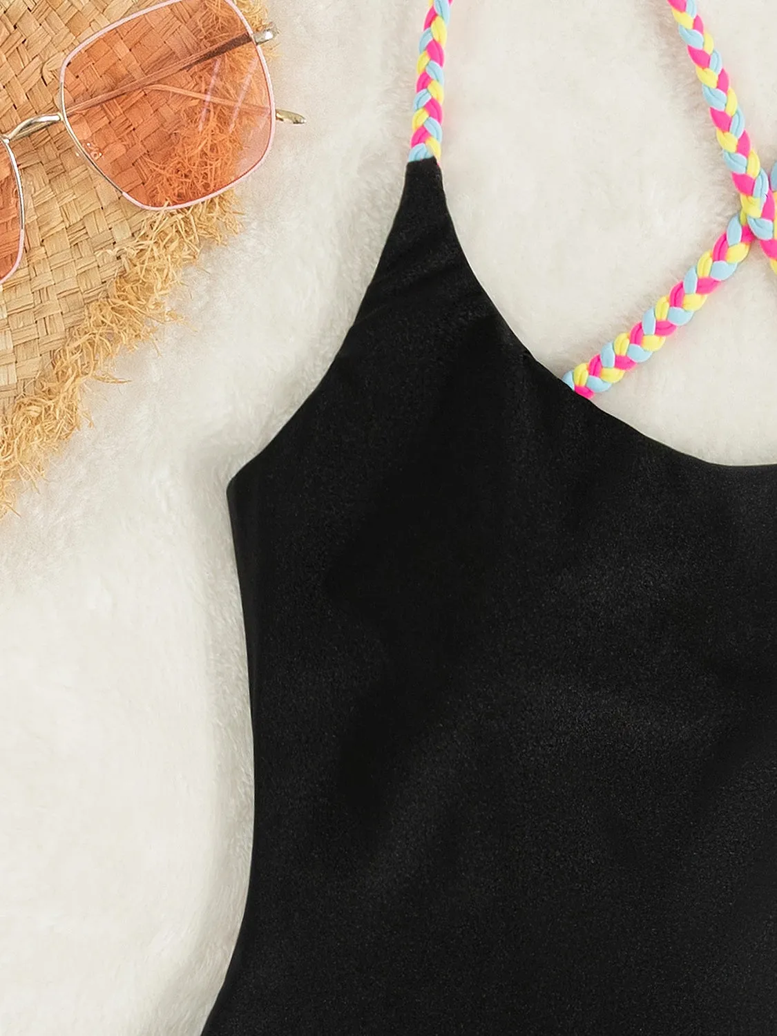 Tied Braided Strap Scoop Neck One-Piece Swimwear sold by Charming Charlie product image thumbnail 5