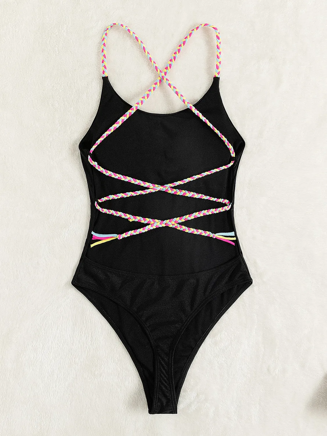 Tied Braided Strap Scoop Neck One-Piece Swimwear sold by Charming Charlie product image thumbnail 3