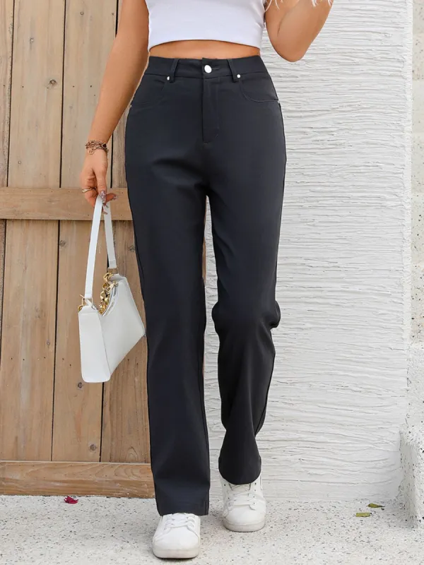 Pocketed High Waist Straight Pants sold by Charming Charlie