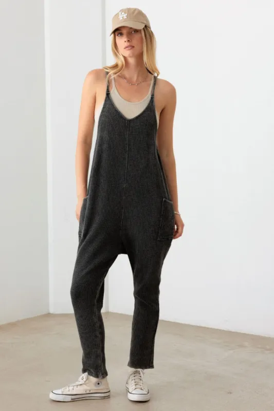 Le Lis Waffle Knit Side Pocket Jumpsuit sold by Charming Charlie