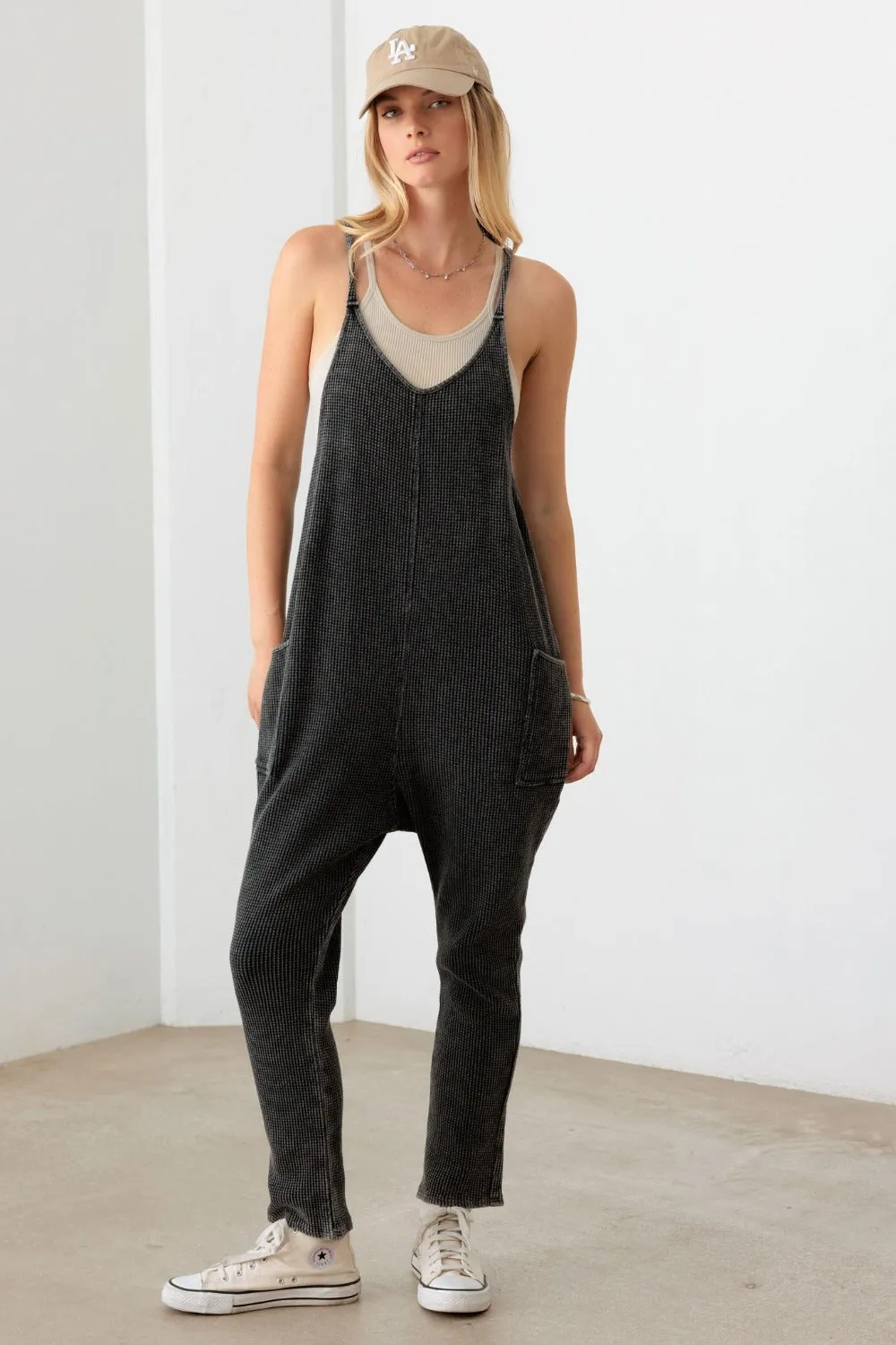 Le Lis Waffle Knit Side Pocket Jumpsuit sold by Charming Charlie
