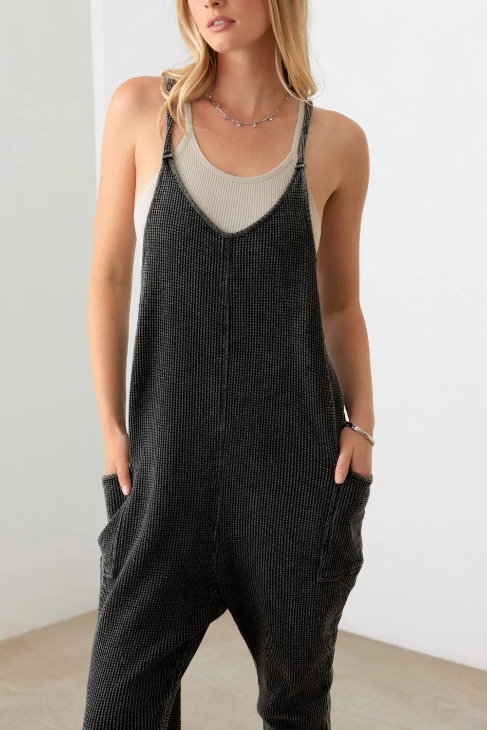 Le Lis Waffle Knit Side Pocket Jumpsuit sold by Charming Charlie product image thumbnail 4