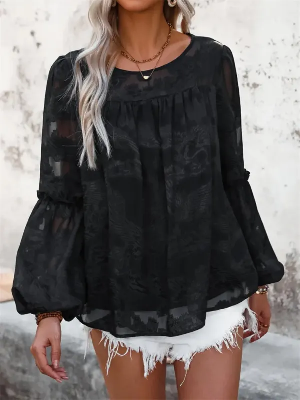 Round Neck Balloon Sleeve Blouse sold by Charming Charlie