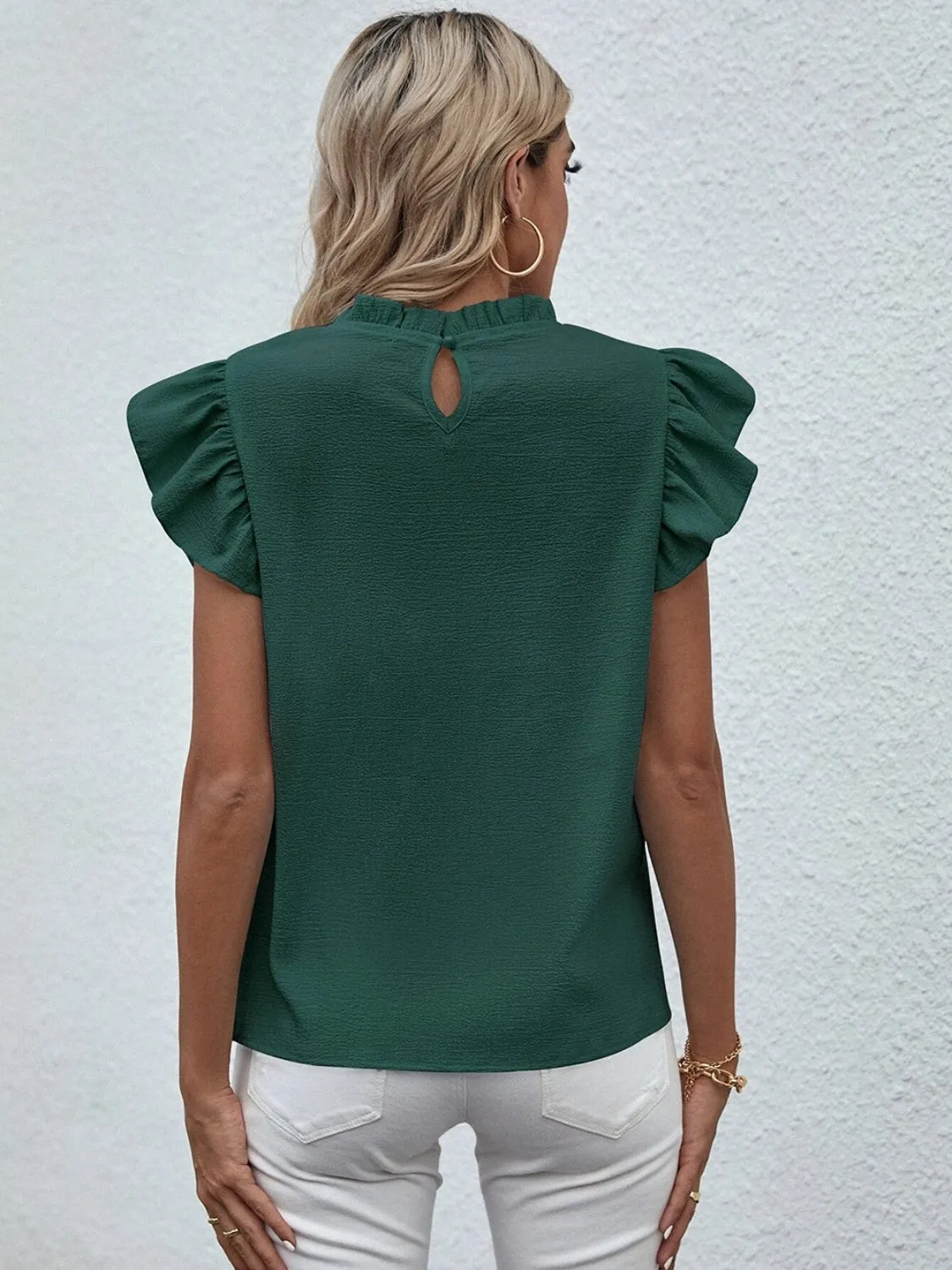 Mock Neck Ruffled Cap Sleeve Blouse sold by Charming Charlie product image thumbnail 4