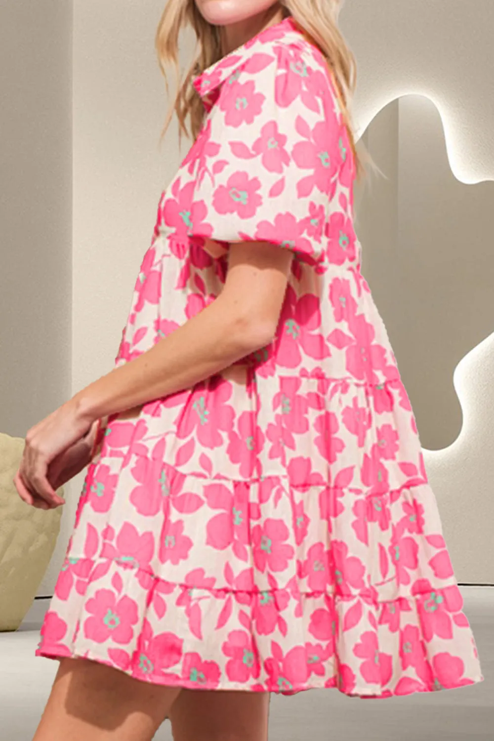 Printed Collared Neck Short Sleeve Mini Dress sold by Charming Charlie product image thumbnail 2