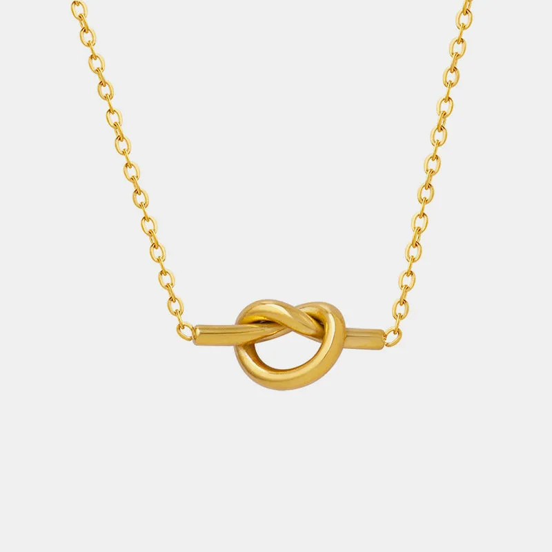 18K Gold-Plated Titanium Steel Knot Necklace sold by Charming Charlie