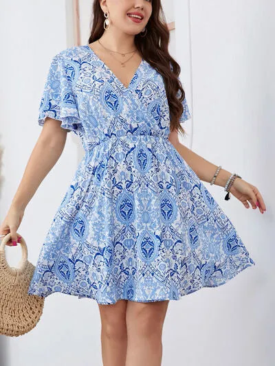 Plus Size Surplice Flutter Sleeve Mini Dress sold by Charming Charlie