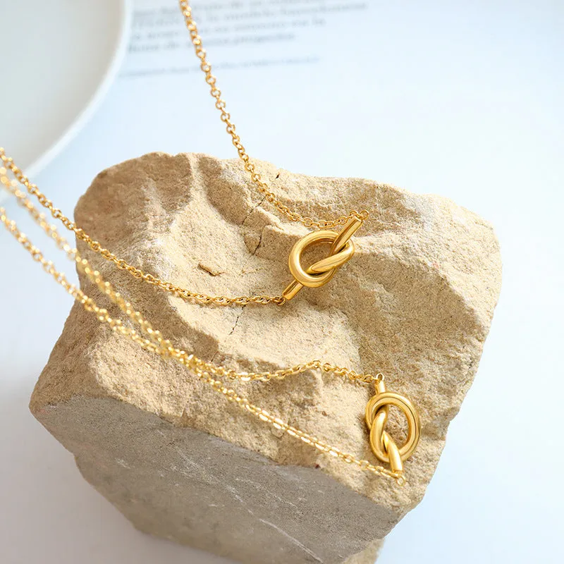 18K Gold-Plated Titanium Steel Knot Necklace sold by Charming Charlie product image thumbnail 2