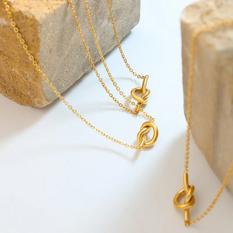 18K Gold-Plated Titanium Steel Knot Necklace sold by Charming Charlie product image thumbnail 3