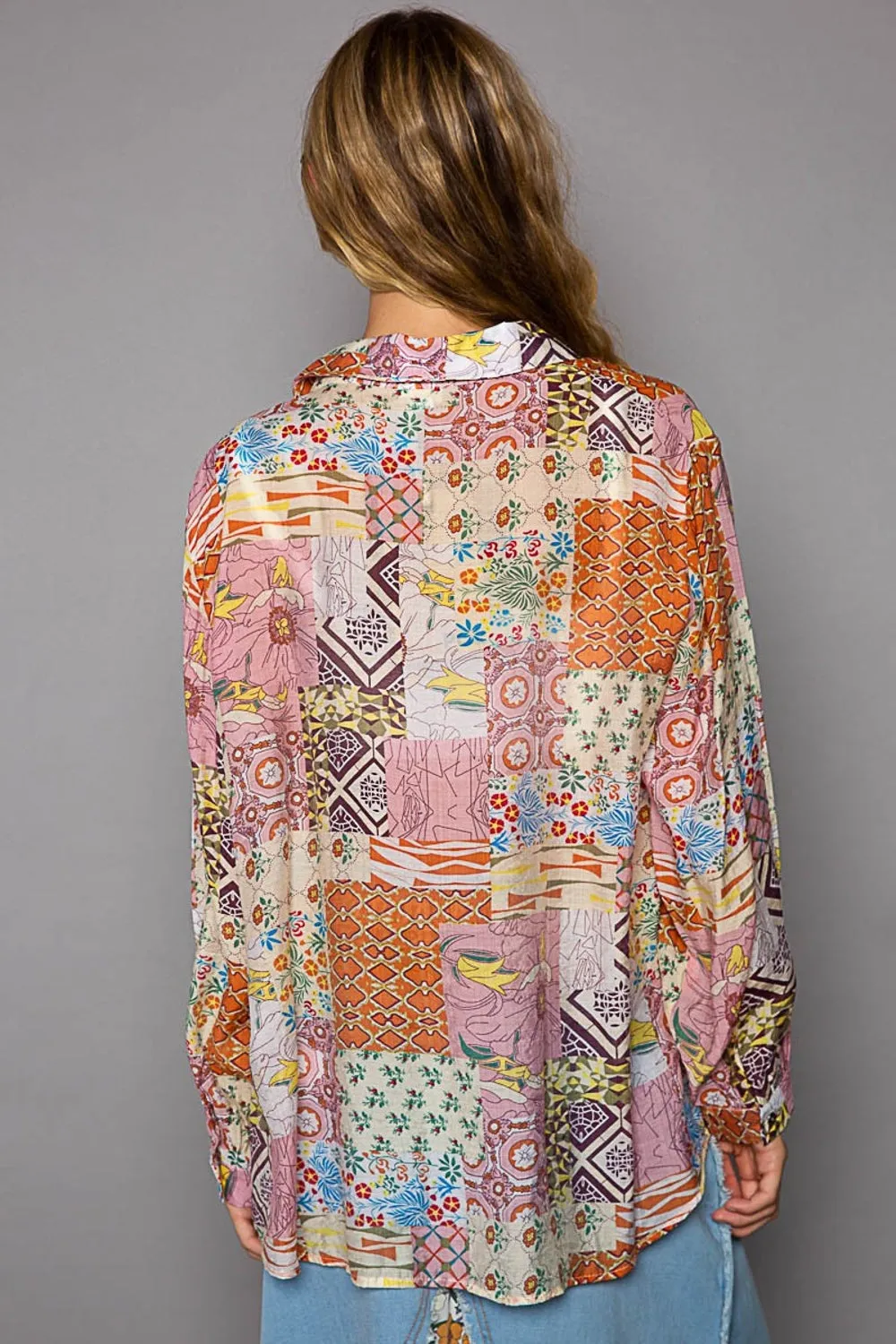 POL Button-Down Long Sleeve Printed Shirt sold by Charming Charlie product image thumbnail 2