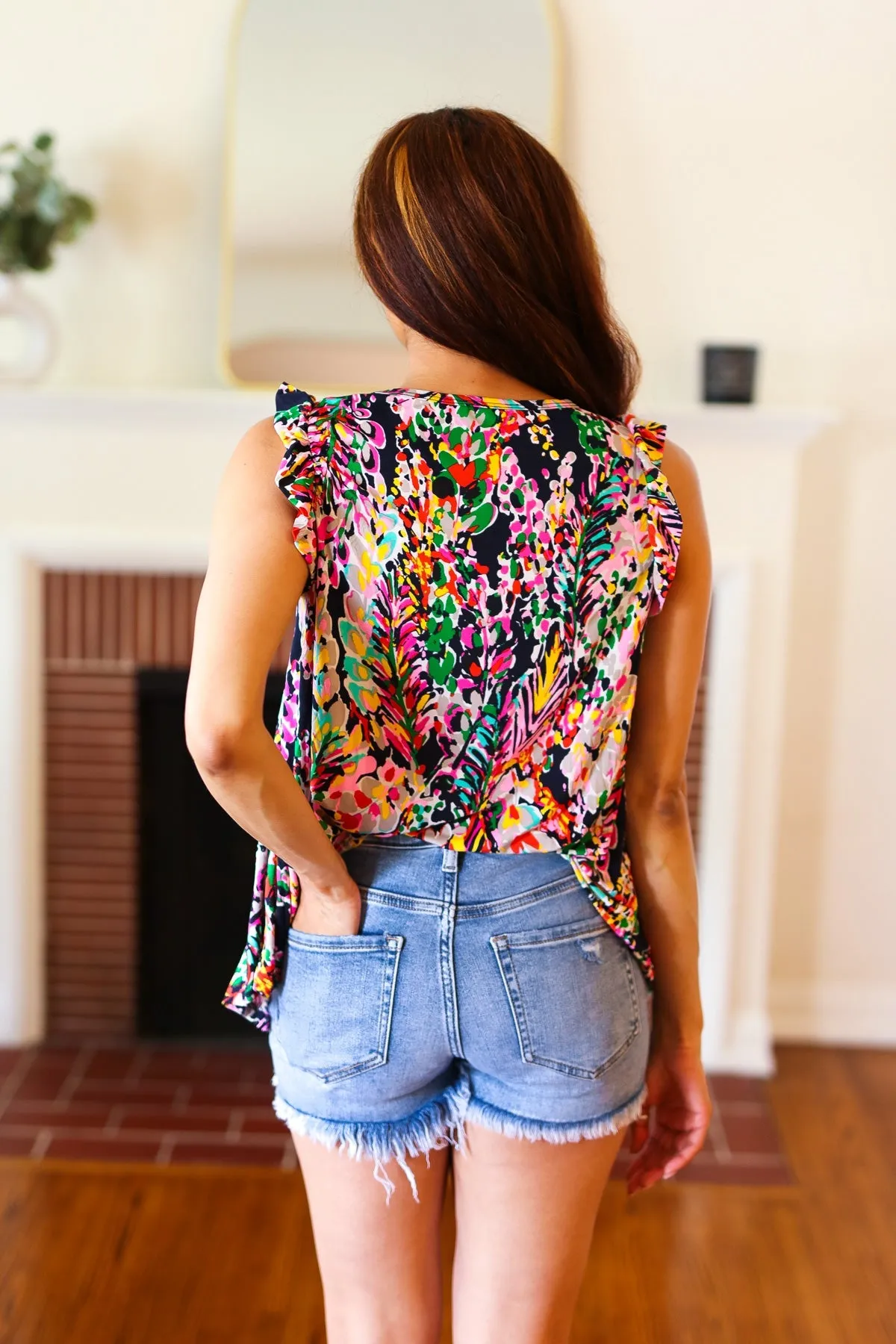 Sunny Days Multicolor Floral Ruffle Sleeveless Top sold by Charming Charlie product image thumbnail 4