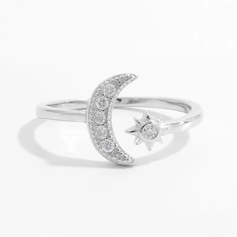 925 Sterling Silver Moon Open Ring sold by Charming Charlie