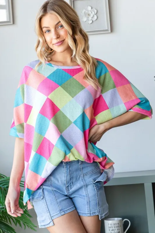 HOPELY Color Block Waffle Oversized T-Shirt sold by Charming Charlie