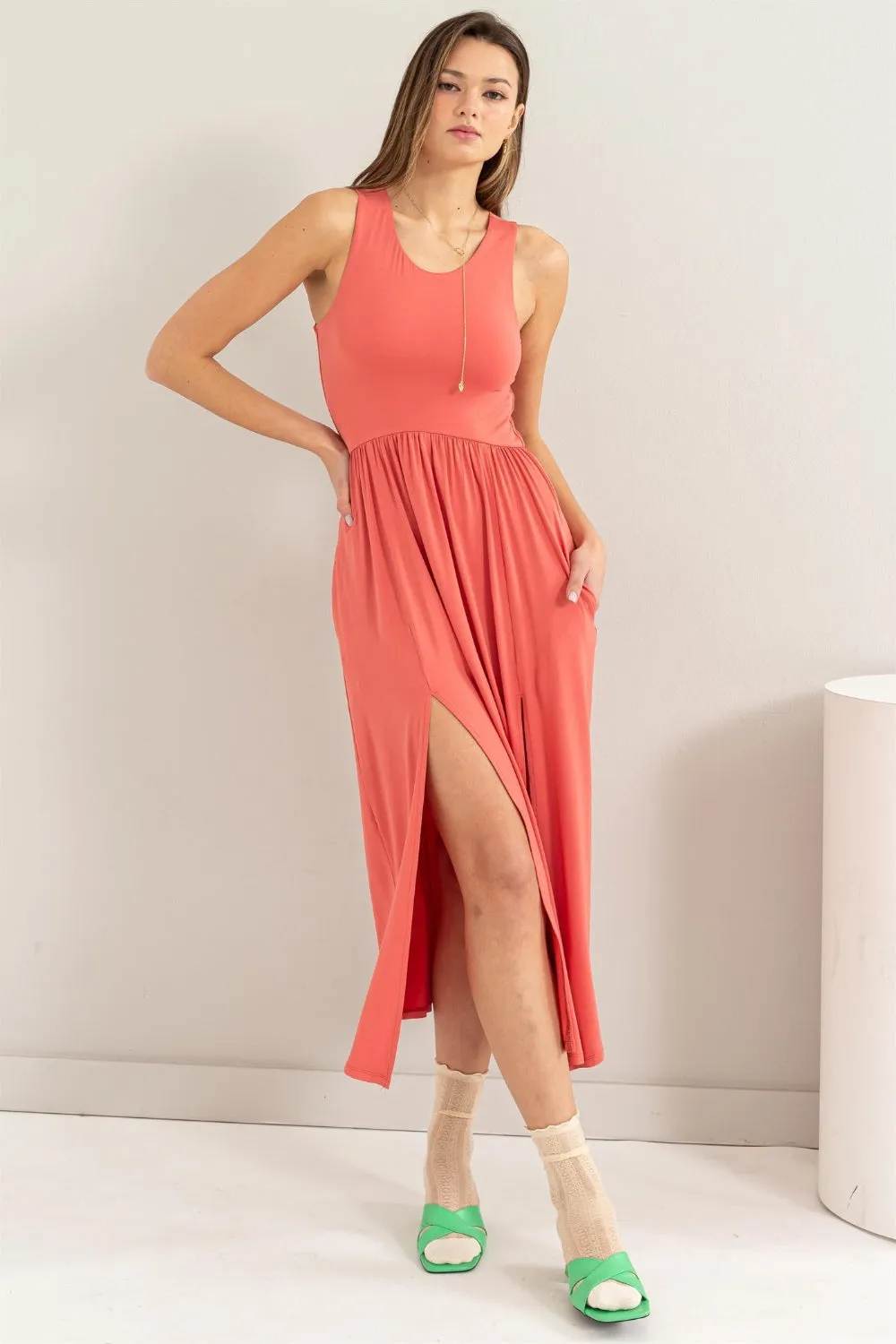 HYFVE Sleeveless Slit Midi Dress sold by Charming Charlie product image thumbnail 3