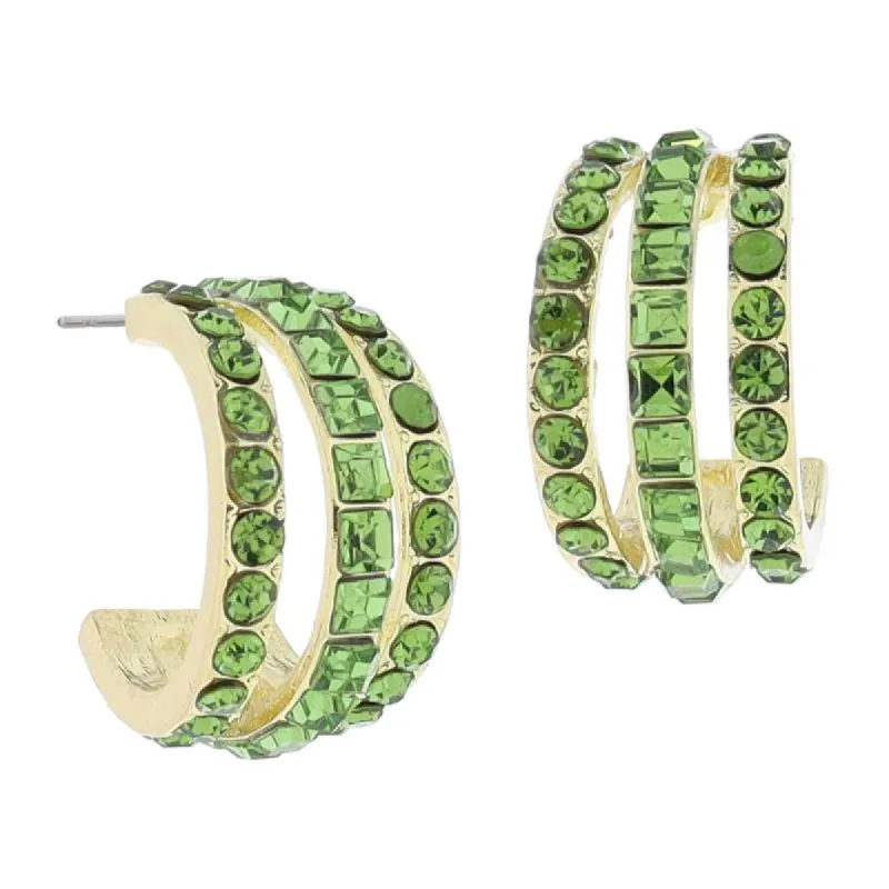 Peridot Crystal Hoop Cluster Earrings, .85" Top to Bottom sold by Charming Charlie