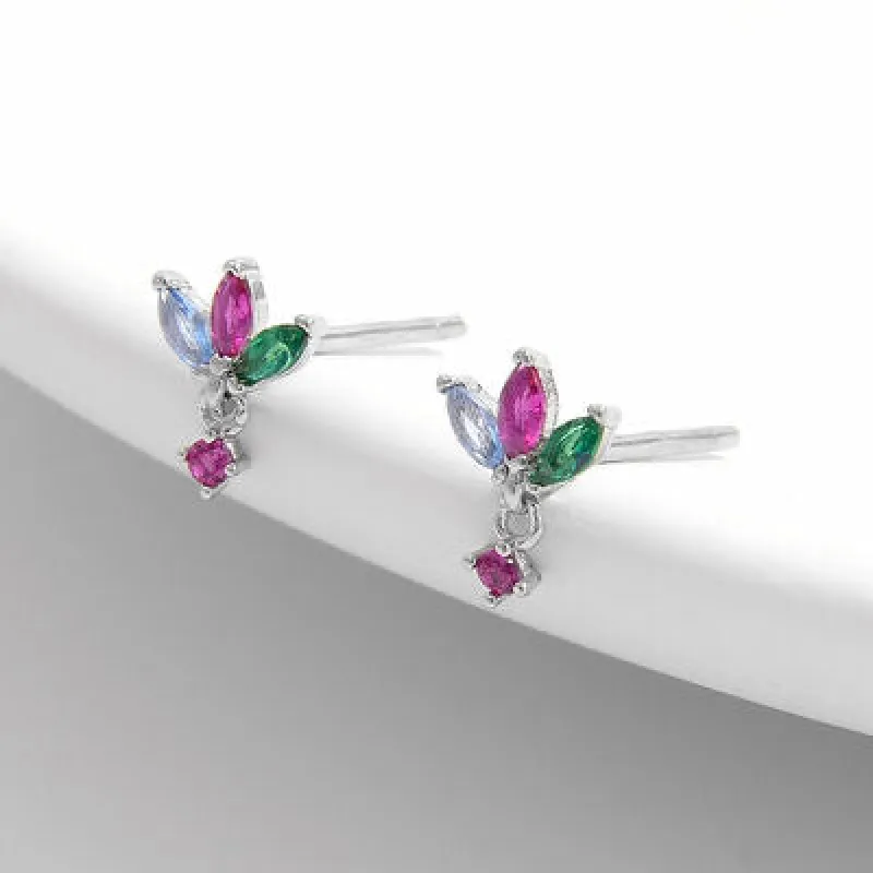 Inlaid Zircon 925 Sterling Silver Geometric Stud Earrings sold by Charming Charlie