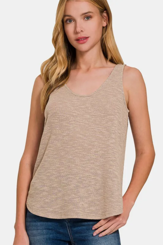 Zenana Curved Hem Round Neck Tank sold by Charming Charlie