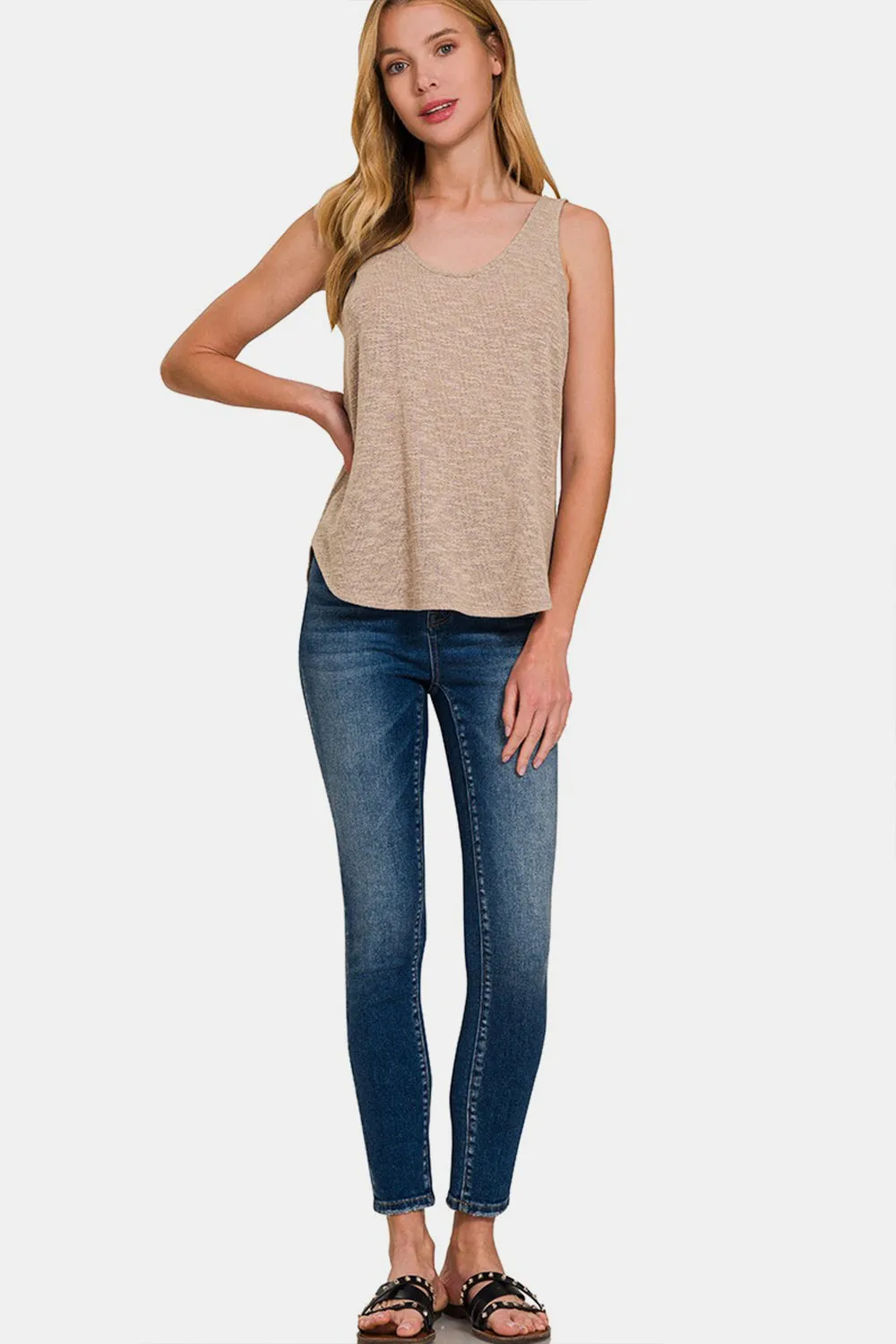Zenana Curved Hem Round Neck Tank sold by Charming Charlie product image thumbnail 2
