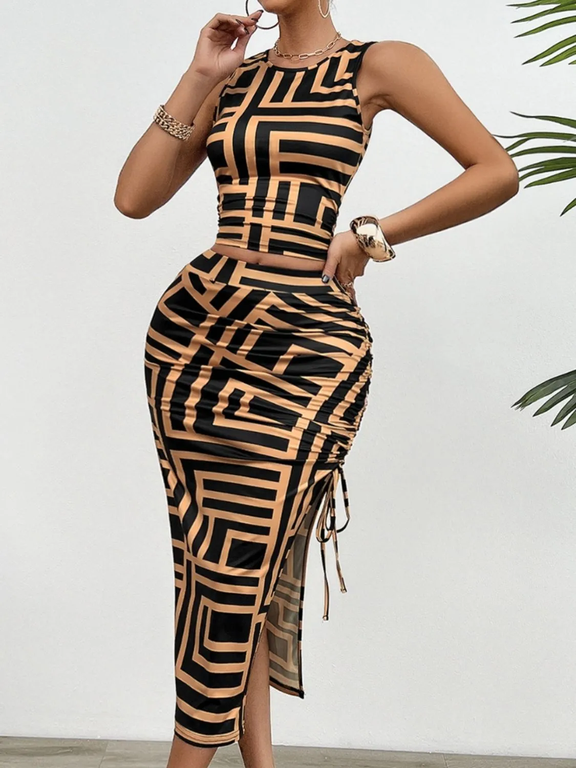 Round Neck Sleeveless Top and Slit Skirt Set sold by Charming Charlie product image thumbnail 5