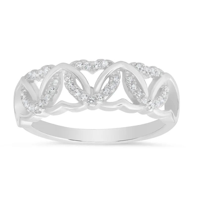 Sterling Silver Interlocking Hearts CZ Ring sold by Charming Charlie