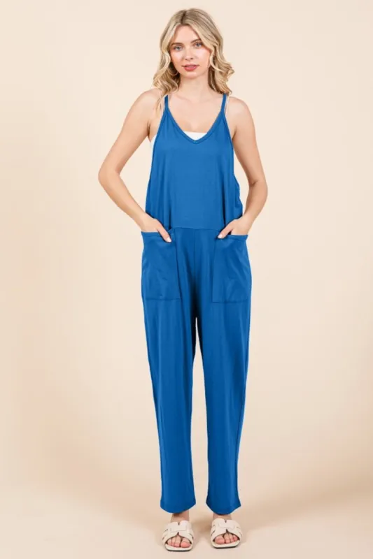 Culture Code Full Size Sleeveless Jumpsuit with Pockets sold by Charming Charlie