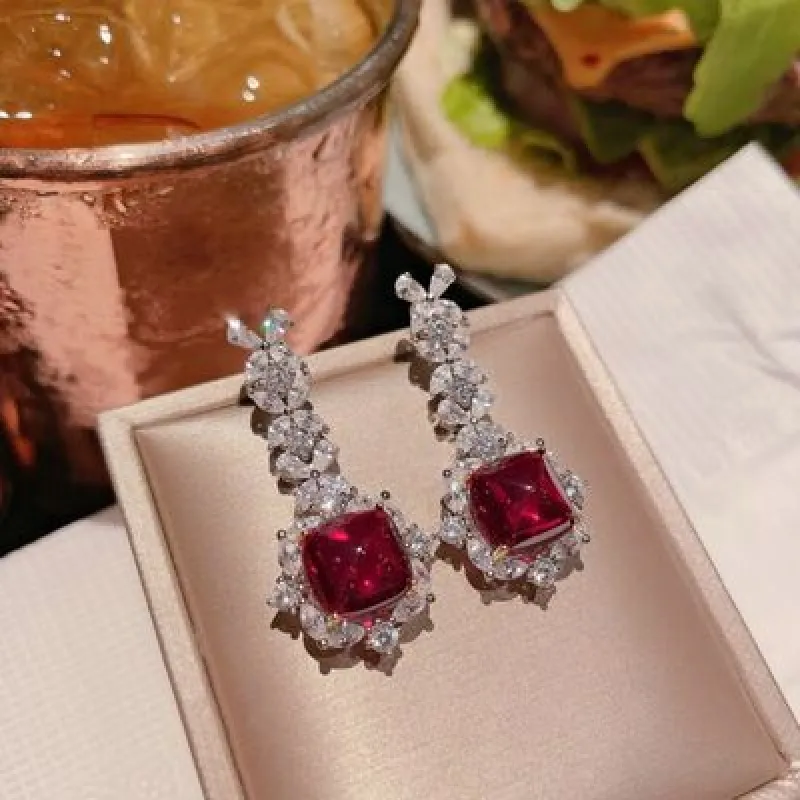 Platinum-Plated Artificial Gemstone Dangle Earrings sold by Charming Charlie