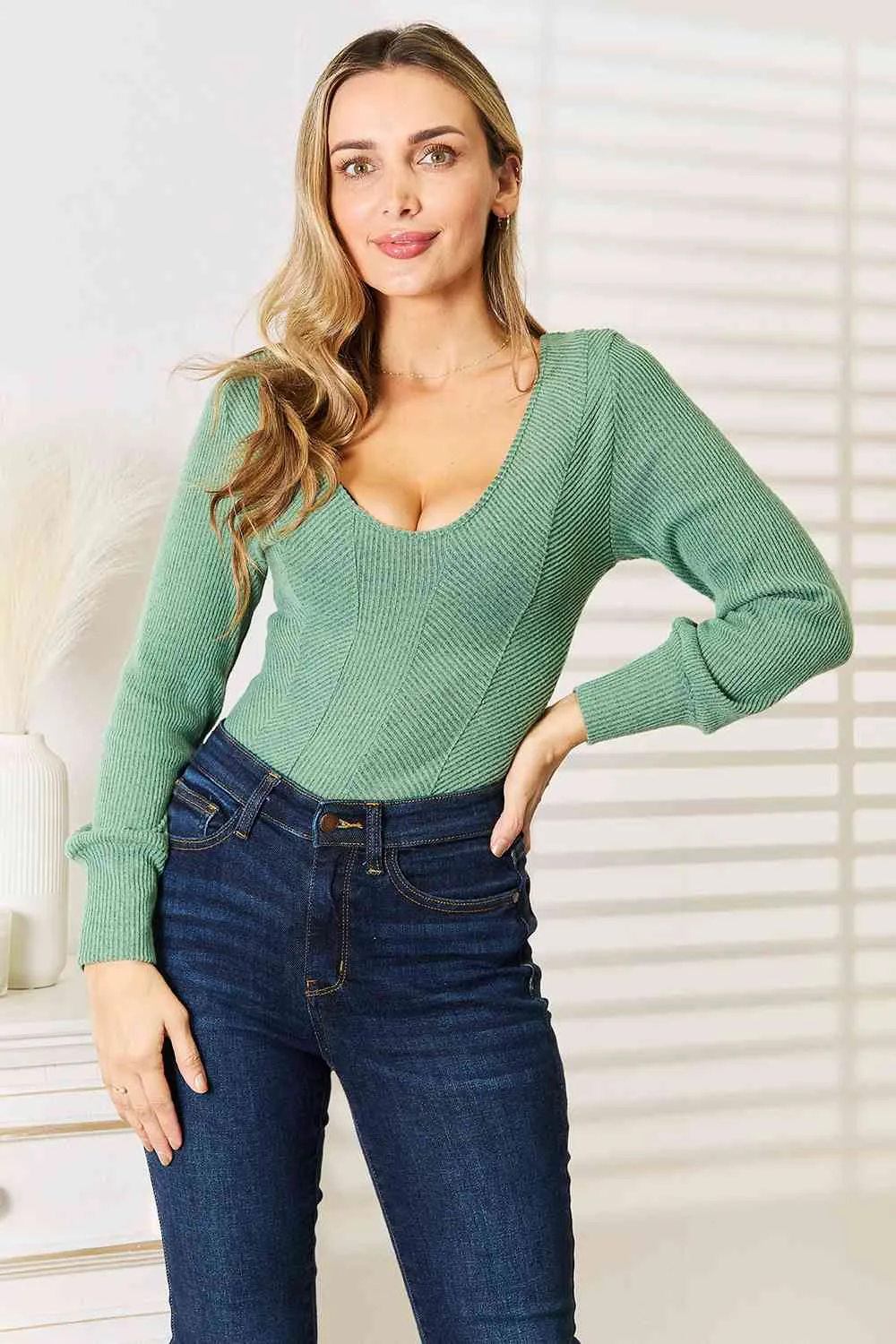 Basic Bae Scoop Neck Long Sleeve Top sold by Charming Charlie product image thumbnail 5