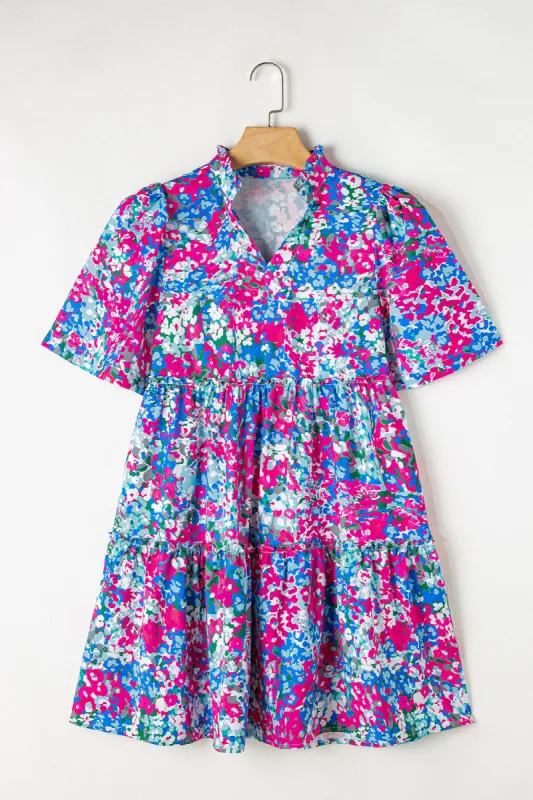 Frill Printed Short Sleeve Mini Dress sold by Charming Charlie