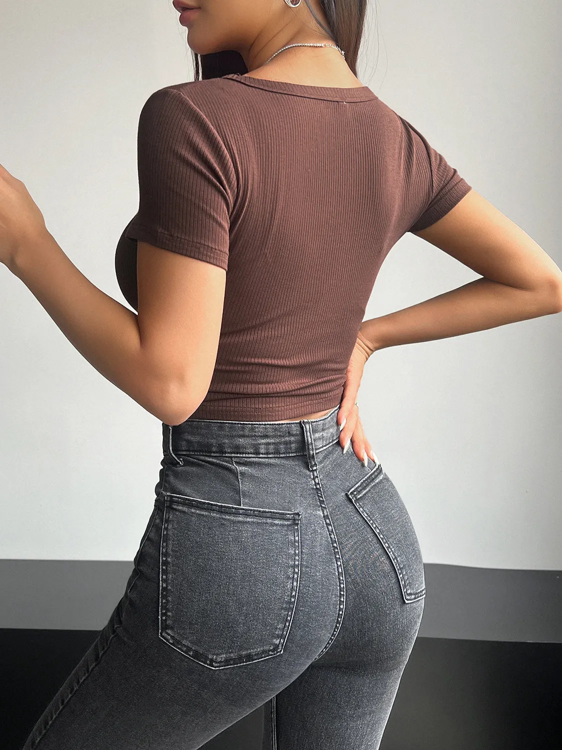 Square Neck Short Sleeve T-Shirt sold by Charming Charlie product image thumbnail 2