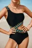 Cutout Single Shoulder One-Piece Swimwear sold by Charming Charlie